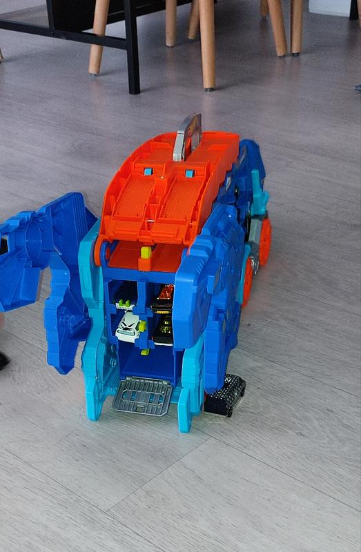 Camion Transporteur T-Rex Hot Wheels Netflix - Transformable En Dinosaure Avec Piste, Lumières Et Sons