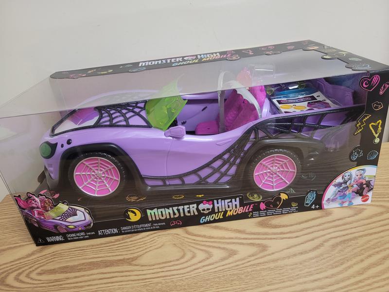 Monster High Toy Car, Ghoul Mobile with Pet and Cooler Accessories