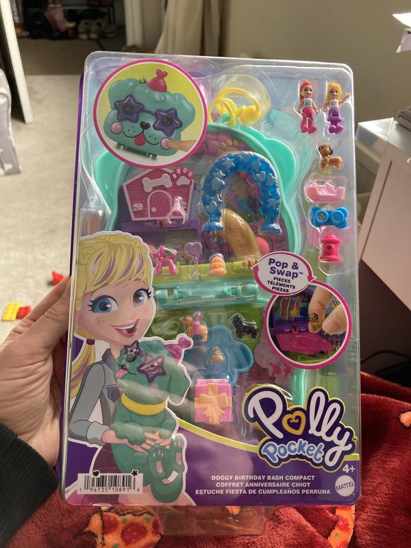  Polly Pocket Compact Playset, Doggy Birthday Bash with
