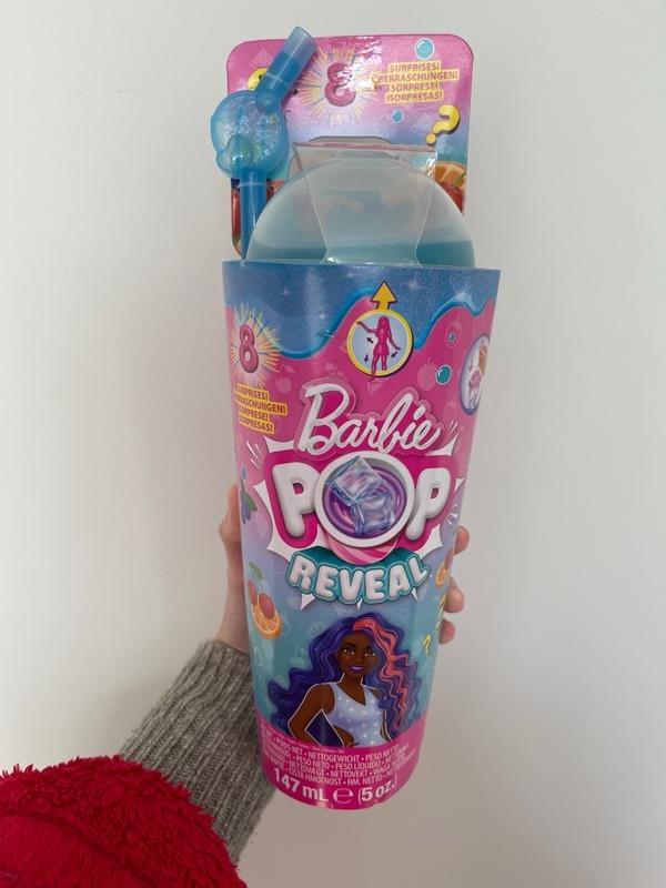 Barbie Pop Reveal Fruit Series Grape Fizz Doll, 8 Surprises Include Pet,  Slime, Scent & Color Change 