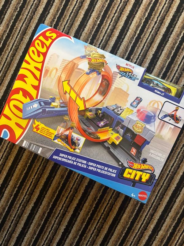 Jouet Police 1/64 Circuit Hot Wheels Super Poste De Police - Avec Looping Réglable Et Voiture Police - Jouet Enfant Hot Wheels Police
