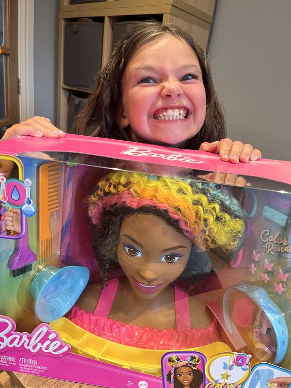 Barbie color & style deluxe styling head curly hair african american clearance