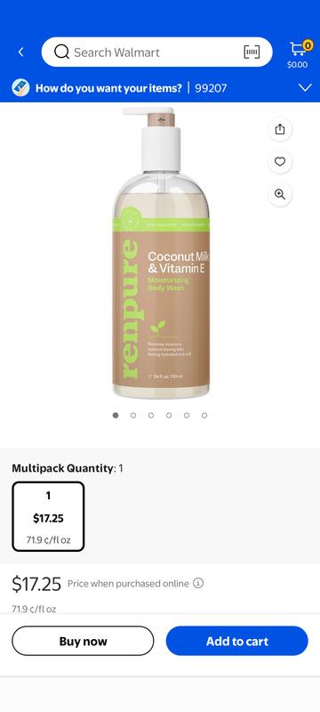 Coconut Milk & Vitamin E Moisturizing Body Wash | Renpure