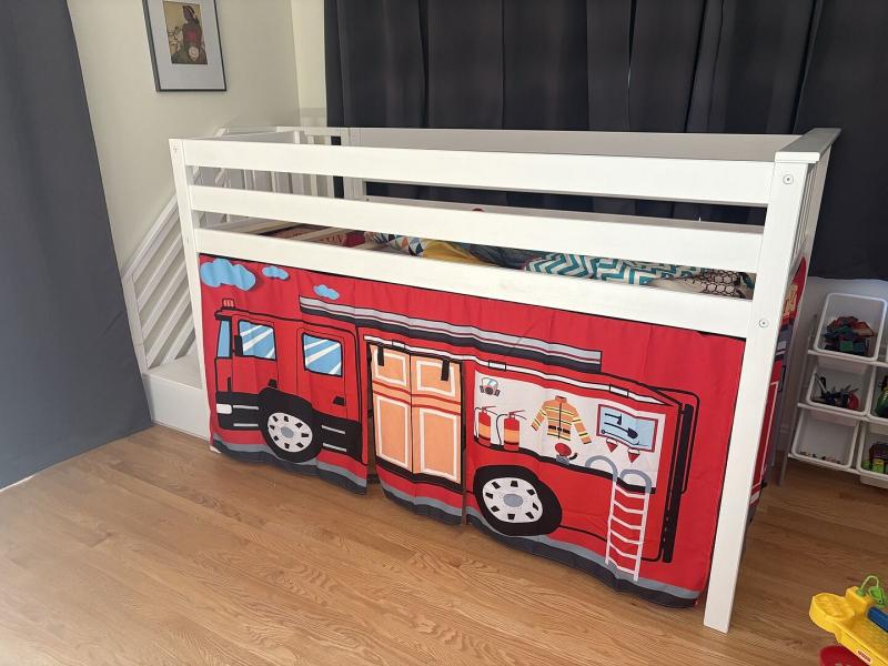 Max & Lily Solid Wood Twin Loft Bed with Stairs, Solid Wood Loft Beds ...