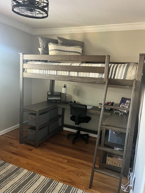 Max & Lily Twin Loft Bed, Solid Wood Loft Bed with Desk and Storage ...