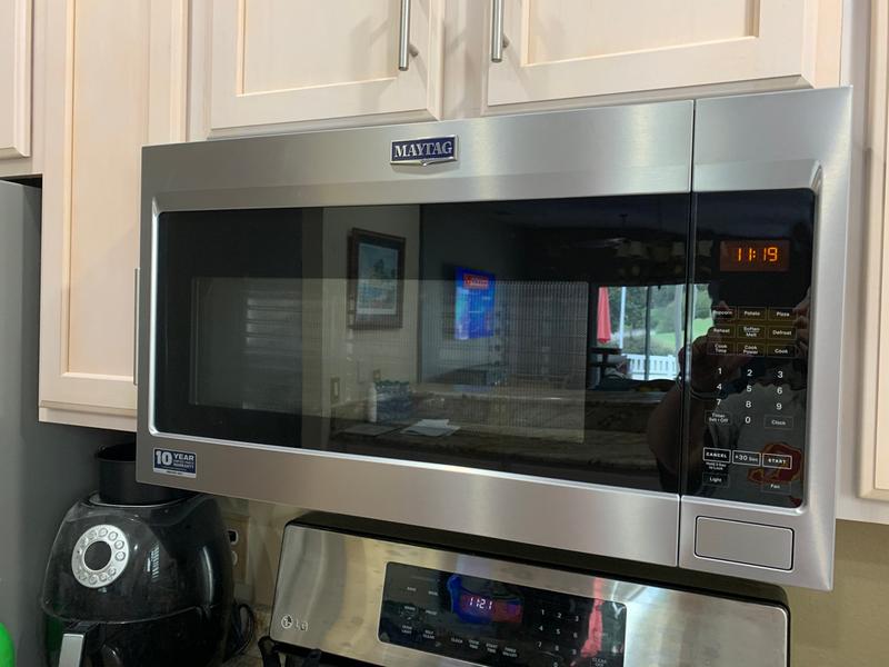 Maytag Mmv6180ws 1 8 Cu Ft Over The Range Microwave With 1100 Watts Five Speed 300 Cfm Venting System 10 Power Levels Sensor And Convection Cooking Options Stainless Steel Interior And Incandescent Cooktop Lighting Stainless Steel