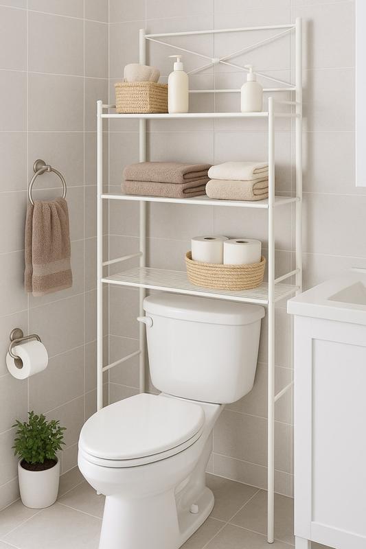 Zenith 23.3-in x 64.6-in x 1.25-in White 3-Shelf Over-the-Toilet