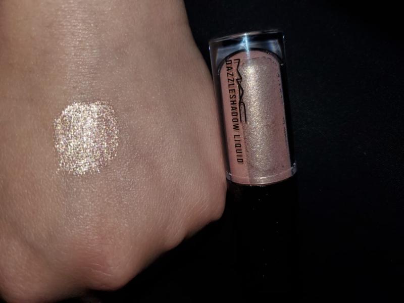 Hand swatch of MAC Dazzleshadow Liquid "Every Day Is Sunshine"