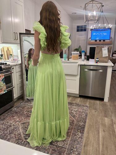 【MAC DUGGAL】ラッフルティアード チュールガウン ミント Mac Duggal Ruffle Tiered Cut-Out Chiffon Gown | Bloomingdale's