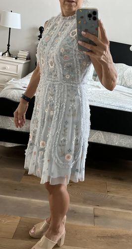 Sleeveless High Neck Embroidered Mini Dress