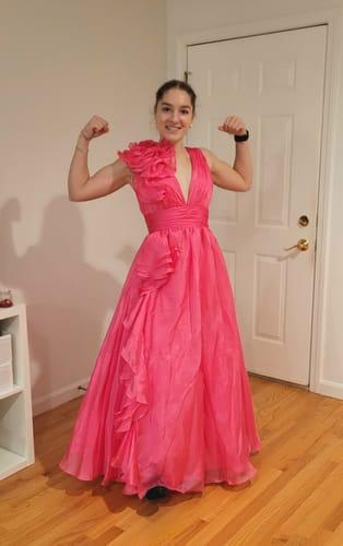 Mac Duggal ワンショルダーフィット＆フレアガウン Ieena for Mac Duggal Plunging V-Neck Bow Shoulder Sleeveless