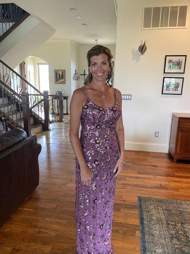 Mac Duggal Floral Embellished Scoop Neck Evening Gown