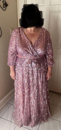【Mac Duggal】Sequined Wrap Over 3/4 Sleeve Gown 関税送料込 Mac Duggal Women's Sequined Wrap Over 3/4 Sleeve Gown - Macy's