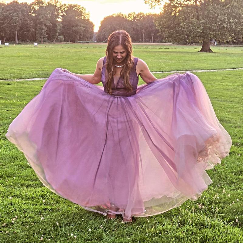 【Mac Duggal 】美しい♪Vネックチュールガウン Mac Duggal Ombre V Neck Gown | Bloomingdale's