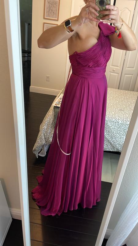Mac Duggal Women's Pleated One Shoulder Chiffon Gown - Macy's