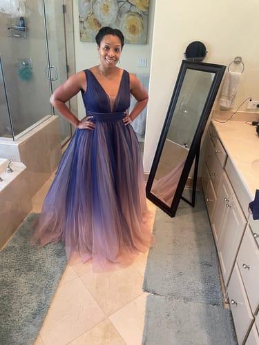 Mac Duggal◆ Ombre Tulle Ball Gown チュール ロングドレス Mac Duggal Women's Ieena Sleeveless Ombre Tulle Ball Gown