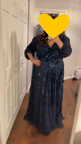 【Mac Duggal】Sequined Wrap Over 3/4 Sleeve Gown 関税送料込 Mac Duggal Women's Sequined Wrap Over 3/4 Sleeve Gown - Macy's