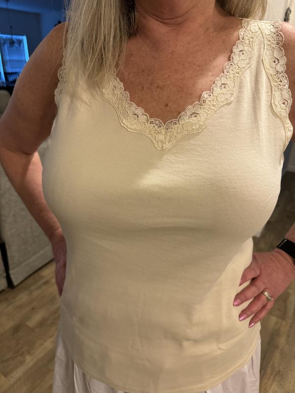Style & Co Women's Lace-Trim Cotton Tank Top, Exclusively at
