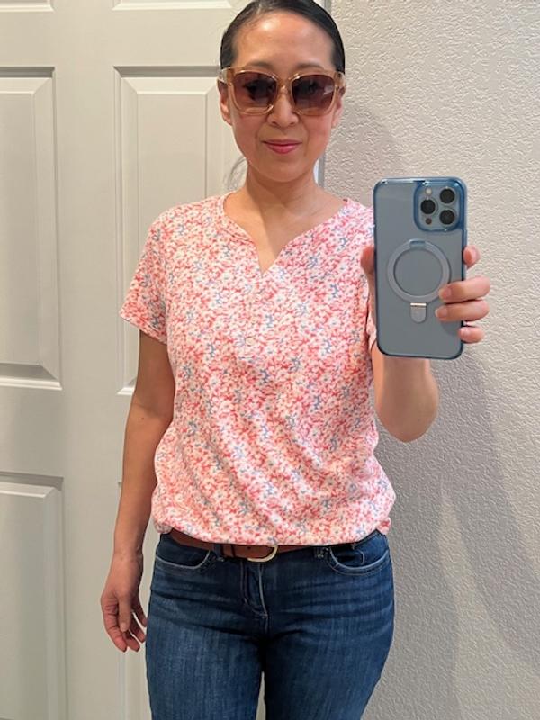 売れ筋商品|||スタイルアンドコー カットソー トップス レディース Women's Short-Sleeve Cotton Henley Top, PXS - 4X, Exclusively at Macy's Bright White Style & Co Women's Short-Sleeve Cotton Henley Top