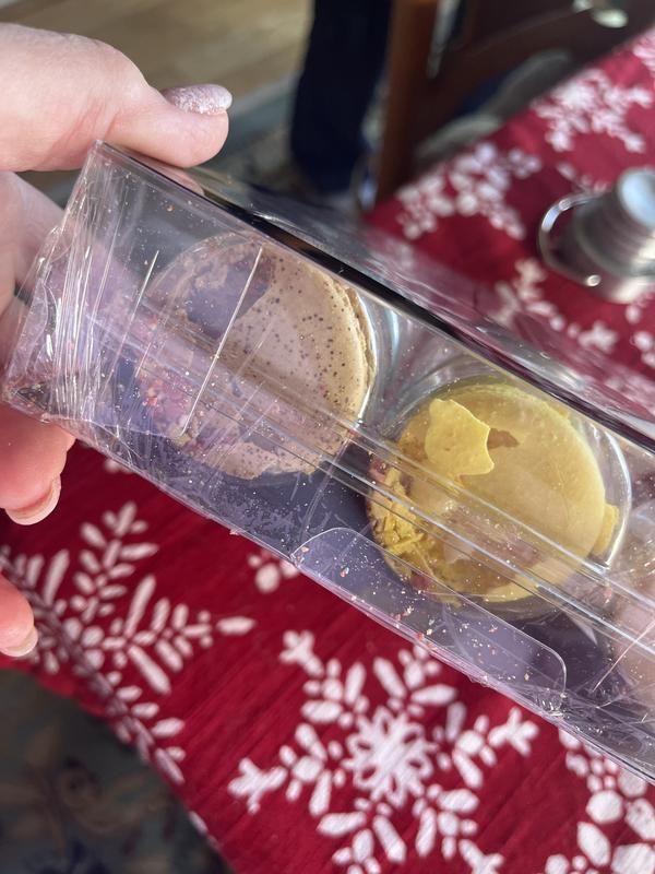 The tops on many of the cookies crumbled. The packaging seems sturdy so thinking maybe they are dried out???