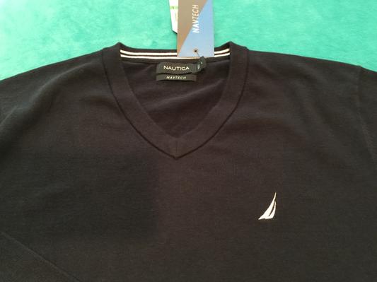 V neck with logo on left chest