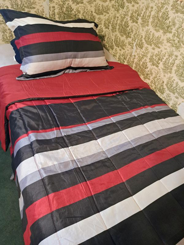 Here's images including one showing the dust ruffle which makes the set look so much more elegant or of finer quality, but sorry I didn't capture the sheets, but they are the least exciting part....It comes so much, here shows the comforter , sham, dust r