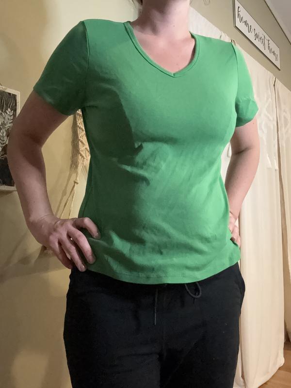 Women's Short Sleeve V-Neck Cotton Top, XS - 4X