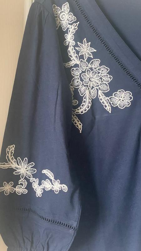 The color is the same as the photo of the entire top. The others are close up to show the detail and the embroidery. It's even prettier in person.