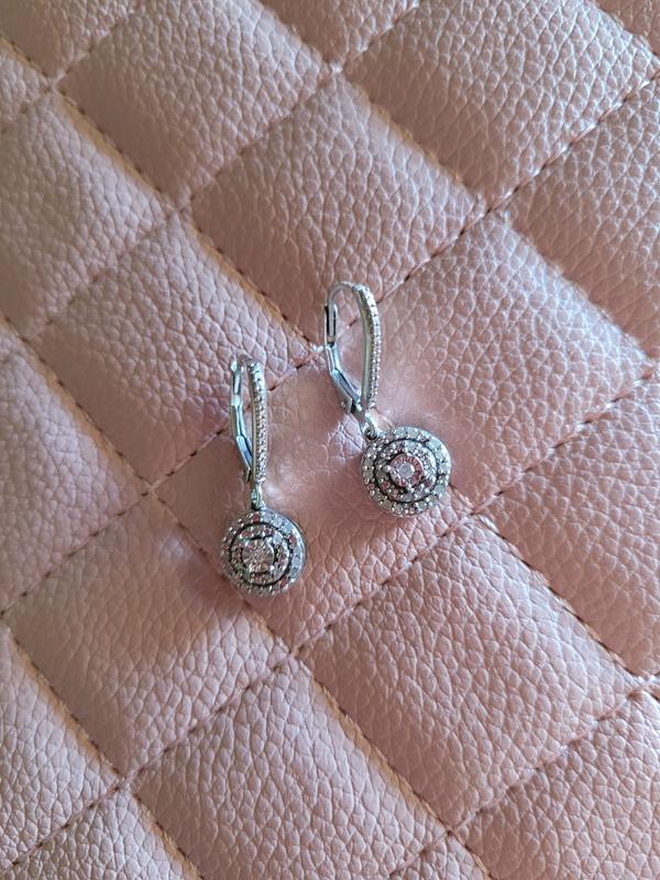 Diamond Circle Leverback Drop Earrings (1/4 ct. tw) in Sterling Silver, Created for Macy's