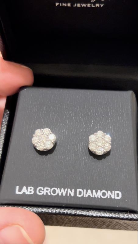 Lab-Created Diamond Cluster Stud Earrings (1 ct. t.w.) in Sterling Silver