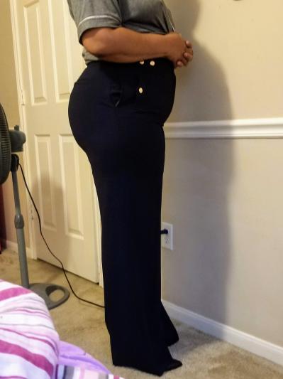 Wearing heels and still too long.