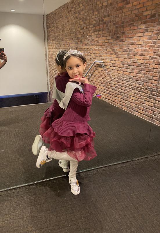 She had to wear uniform colors at school so this look made her not look so basic like classmates on her special day.