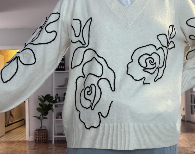 The design extends onto the sleeves.