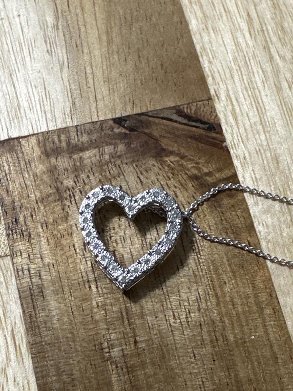 Diamond Heart 18 Pendant Necklace (1/10 ct. t.w.) in Sterling Silver