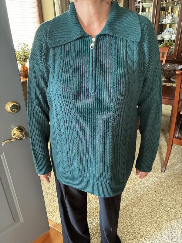 Women's Quarter-Zip Cable-Knit Sweater, Macy's Exclusive