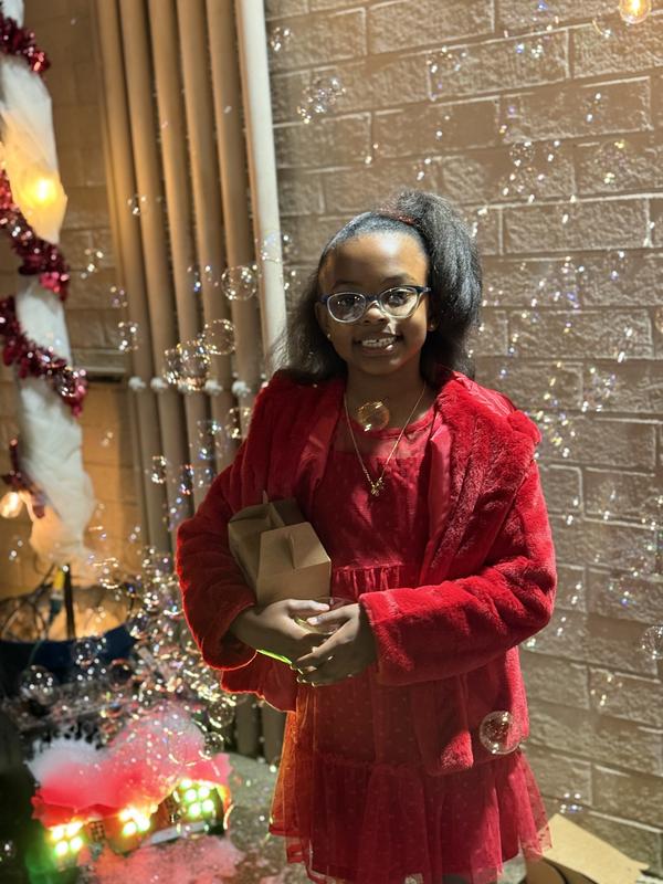 She’s 4’4” and 78 pounds, size medium (7/8)