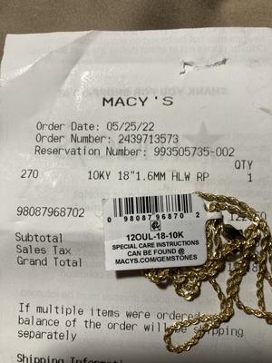 Gold rope chain macy's clearance