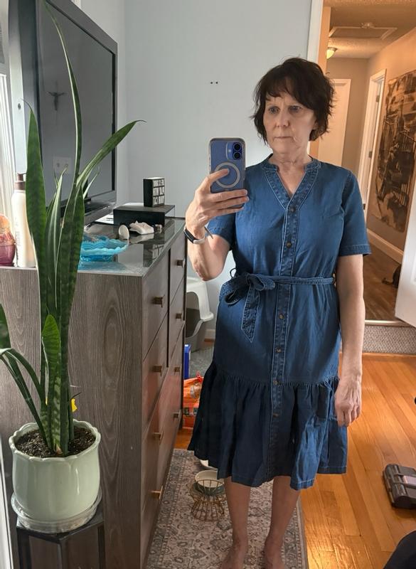 Style & Co Petite Denim Tiered Midi Dress, Macy's Exclusive