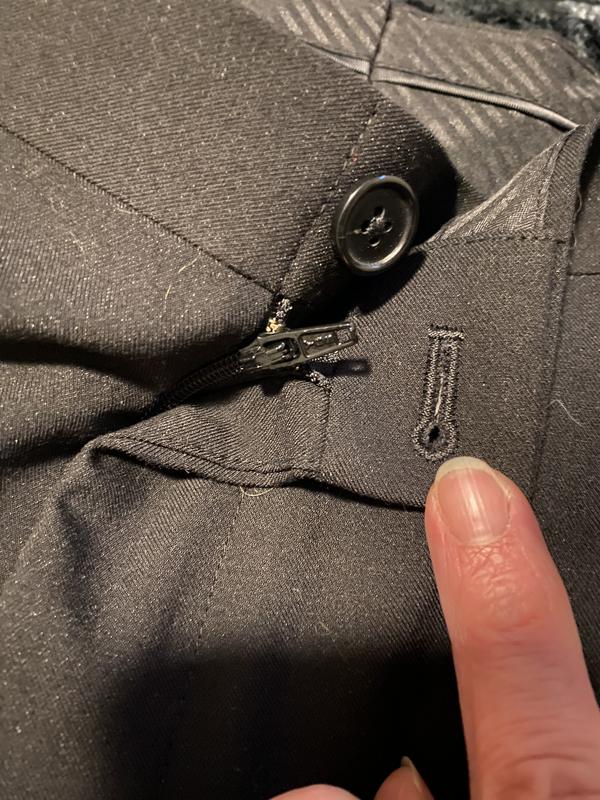 Zipper and button fastening