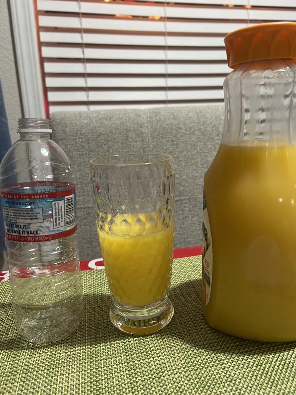 Placed side by side with water bottle/juice for reference.