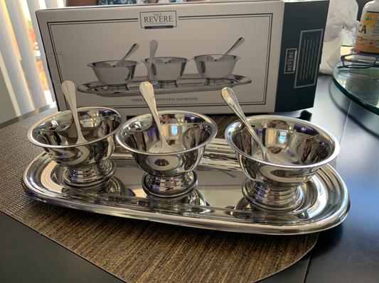 Paul Revere Silversmith bowl and tray set