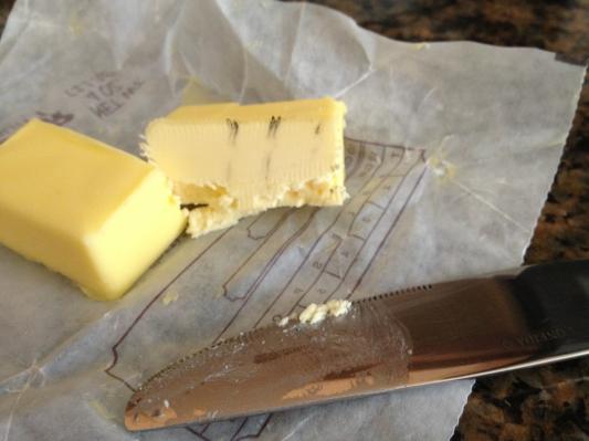 Black streaks left by knives