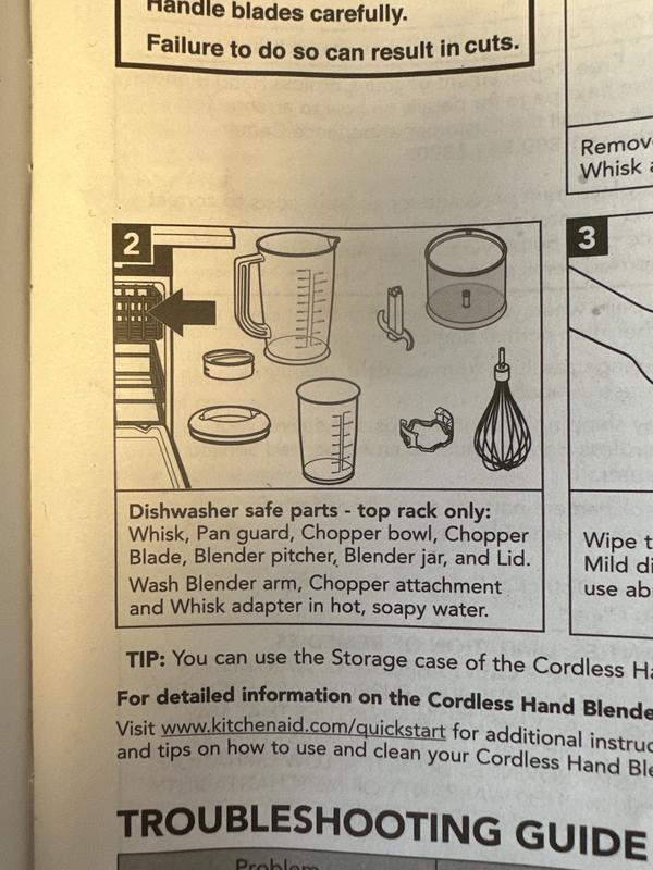 Blending arm not dishwasher safe