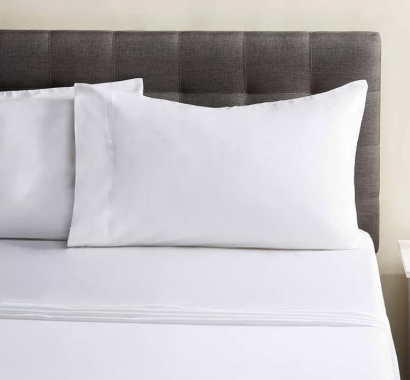 Pillowcases and sheets on the bed