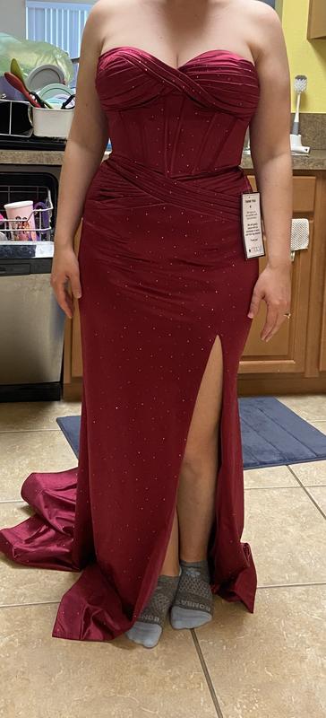 B Darlin Juniors' Strapless Front Slit Dress - Macy's