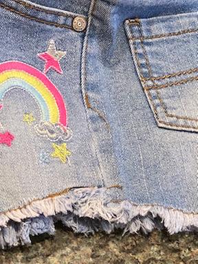 Epic Threads Little Girls Rainbow & Stars Denim Shorts
