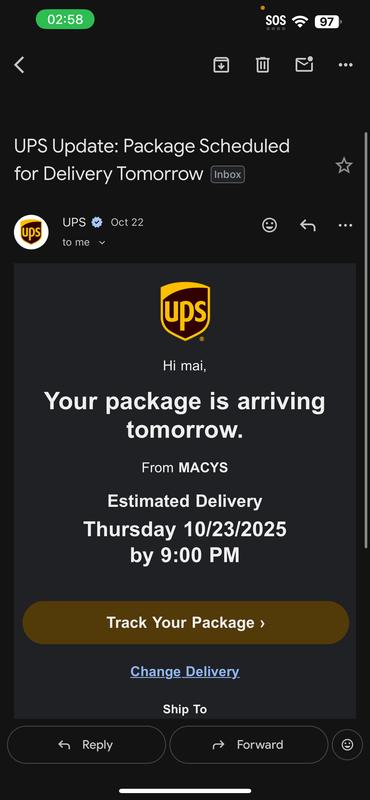 got an email saying it was suppose to be delivered 10/23/25 but never was.