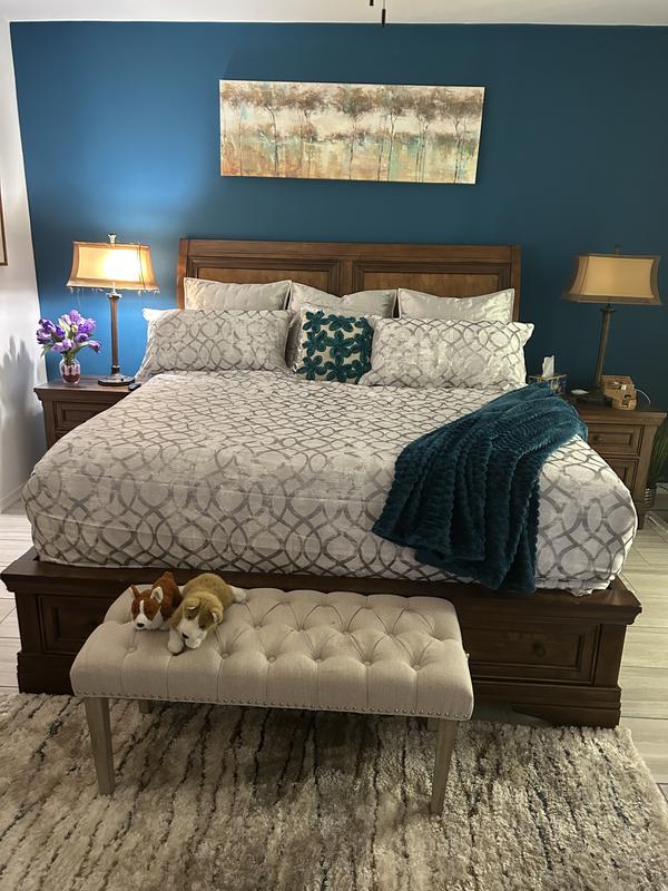 Silver and deep teal.