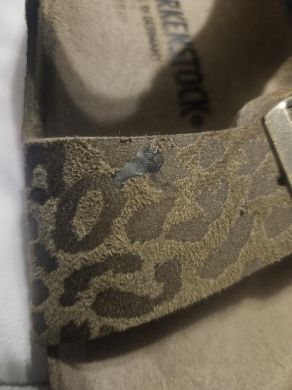 Glue or something on the shoe strap,how I received them