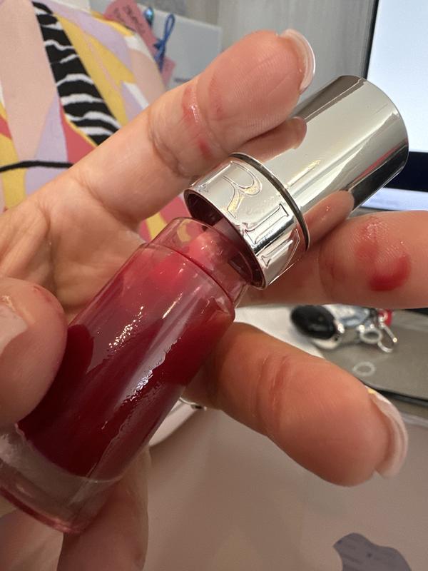 The red on my fingers is the lip oil